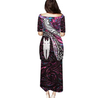 New Zealand Aotearoa Family Matching Puletasi and Hawaiian Shirt Maori Hei Rehua Paua Shell Glitter Pink LT05 - Polynesian Pride