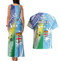 Personalised Happy Malampa Fiji Day Couples Matching Tank Maxi Dress and Hawaiian Shirt Half Mix Style