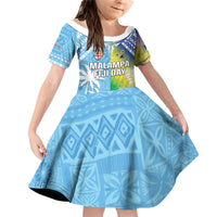 Personalised Happy Malampa Fiji Day Family Matching Off Shoulder Short Dress and Hawaiian Shirt Half Mix Style