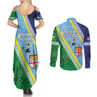 Love Malampa Fiji Day Couples Matching Summer Maxi Dress and Long Sleeve Button Shirt Together We Grow