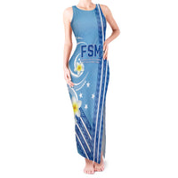Personalised Federated States of Micronesia Tank Maxi Dress Happy 38th Independence Anniversary LT05 Women Blue - Polynesian Pride