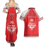Custom Tonga Mate Maa Rugby Couples Matching Summer Maxi Dress and Hawaiian Shirt Go Champions