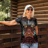 Aloha Halloween Women Polo Shirt Horror Tiki Heavy Metal Style - Polynesian Pride