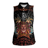 Aloha Halloween Women Sleeveless Polo Shirt Horror Tiki Heavy Metal Style - Polynesian Pride