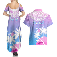 Personalised Fiji Your Paradise Festival Couples Matching Summer Maxi Dress and Hawaiian Shirt With Fijian Masi Tapa Pattern LT05 - Polynesian Pride