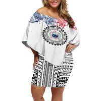 Samoa Black Saturday Off Shoulder Short Dress Polynesian Tribal Simple Style LT05 Women White - Polynesian Pride