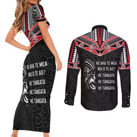Aotearoa Toitu Te Tiriti Couples Matching Short Sleeve Bodycon Dress and Long Sleeve Button Shirt New Zealand Honour The Treaty