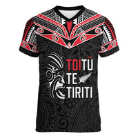 Aotearoa Toitu Te Tiriti Women V-Neck T-Shirt New Zealand Honour The Treaty LT05 Female Black - Polynesian Pride