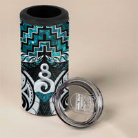 New Zealand Maori 4 in 1 Can Cooler Tumbler Poutama Pikorua Turquoise Paua Shell LT05 - Polynesian Pride
