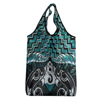 New Zealand Maori Grocery Bag Poutama Pikorua Turquoise Paua Shell