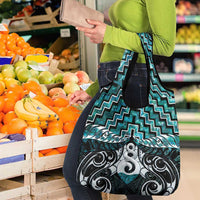 New Zealand Maori Grocery Bag Poutama Pikorua Turquoise Paua Shell