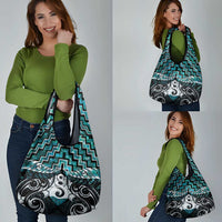 New Zealand Maori Grocery Bag Poutama Pikorua Turquoise Paua Shell