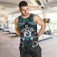 New Zealand Maori Men Tank Top Poutama Pikorua Turquoise Paua Shell