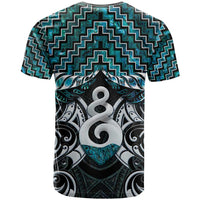 New Zealand Maori T Shirt Poutama Pikorua Turquoise Paua Shell LT05 - Polynesian Pride