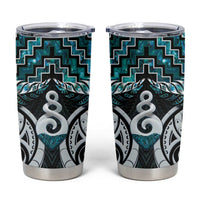 New Zealand Maori Tumbler Cup Poutama Pikorua Turquoise Paua Shell LT05 Turquoise - Polynesian Pride