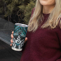 New Zealand Maori Tumbler Cup Poutama Pikorua Turquoise Paua Shell LT05 - Polynesian Pride