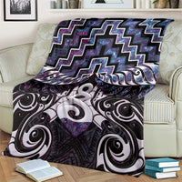 New Zealand Maori Blanket Poutama Pikorua Purple Paua Shell