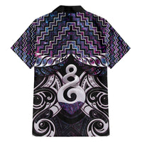 New Zealand Maori Family Matching Off Shoulder Short Dress and Hawaiian Shirt Poutama Pikorua Purple Paua Shell LT05 - Polynesian Pride
