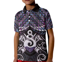 New Zealand Maori Kid Polo Shirt Poutama Pikorua Purple Paua Shell LT05 Kid Purple - Polynesian Pride