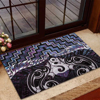 New Zealand Maori Rubber Doormat Poutama Pikorua Purple Paua Shell LT05 - Polynesian Pride