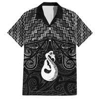 New Zealand Maori Family Matching Long Sleeve Bodycon Dress and Hawaiian Shirt Poutama Manaia Black Paua Shell LT05 Dad's Shirt - Short Sleeve Black - Polynesian Pride