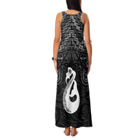 New Zealand Maori Family Matching Tank Maxi Dress and Hawaiian Shirt Poutama Manaia Black Paua Shell LT05 - Polynesian Pride