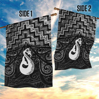 New Zealand Maori Garden Flag Poutama Manaia Black Paua Shell