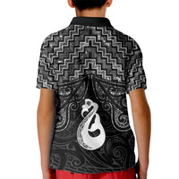 New Zealand Maori Kid Polo Shirt Poutama Manaia Black Paua Shell LT05 - Polynesian Pride