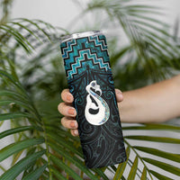 New Zealand Maori Skinny Tumbler Poutama Manaia Turquoise Paua Shell LT05 - Polynesian Pride