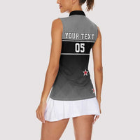 Custom New Zealand Cricket Women Sleeveless Polo Shirt Black Cap Unbeatable LT05 - Polynesian Pride