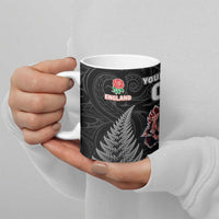 New Zealand And England Rugby Custom Ceramic Mug Red Rose Mix Maori Pattern LT05 - Polynesian Pride