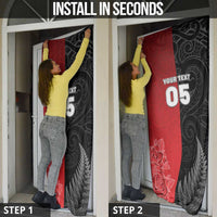New Zealand And England Rugby Custom Door Cover Red Rose Mix Maori Pattern - Polynesian Pride