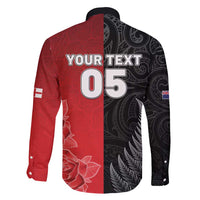 New Zealand And England Rugby Custom Family Matching Short Sleeve Bodycon Dress and Hawaiian Shirt Red Rose Mix Maori Pattern - Polynesian Pride