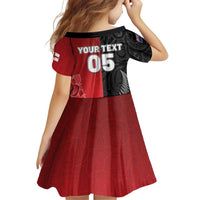 New Zealand And England Rugby Custom Family Matching Tank Maxi Dress and Hawaiian Shirt Red Rose Mix Maori Pattern LT05 - Polynesian Pride
