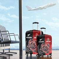New Zealand And England Rugby Luggage Cover Red Rose Mix Maori Pattern - Polynesian Pride