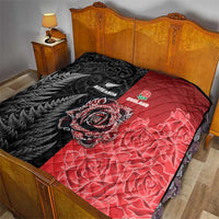 New Zealand And England Rugby Quilt Red Rose Mix Maori Pattern LT05 - Polynesian Pride