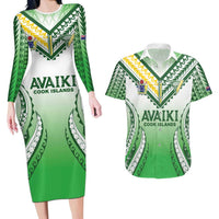 Custom Cook Islands Avaiki Rugby Couples Matching Long Sleeve Bodycon Dress and Hawaiian Shirt Go Champions - Polynesian Pride