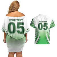 Custom Cook Islands Avaiki Rugby Couples Matching Off Shoulder Short Dress and Hawaiian Shirt Go Champions LT05 - Polynesian Pride