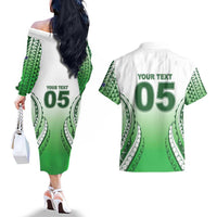 Custom Cook Islands Avaiki Rugby Couples Matching Off The Shoulder Long Sleeve Dress and Hawaiian Shirt Go Champions - Polynesian Pride