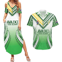 Custom Cook Islands Avaiki Rugby Couples Matching Summer Maxi Dress and Hawaiian Shirt Go Champions LT05 Green - Polynesian Pride