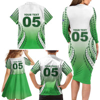 Custom Cook Islands Avaiki Rugby Family Matching Long Sleeve Bodycon Dress and Hawaiian Shirt Go Champions - Polynesian Pride