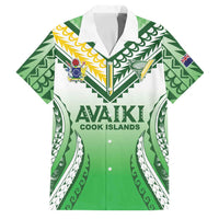 Custom Cook Islands Avaiki Rugby Family Matching Long Sleeve Bodycon Dress and Hawaiian Shirt Go Champions LT05 Dad's Shirt - Short Sleeve Green - Polynesian Pride