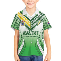 Custom Cook Islands Avaiki Rugby Family Matching Long Sleeve Bodycon Dress and Hawaiian Shirt Go Champions LT05 Son's Shirt Green - Polynesian Pride