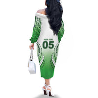 Custom Cook Islands Avaiki Rugby Family Matching Off The Shoulder Long Sleeve Dress and Hawaiian Shirt Go Champions LT05 - Polynesian Pride
