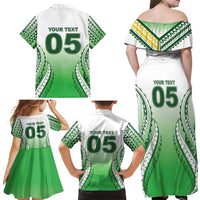 Custom Cook Islands Avaiki Rugby Family Matching Off Shoulder Maxi Dress and Hawaiian Shirt Go Champions - Polynesian Pride