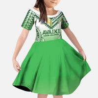 Custom Cook Islands Avaiki Rugby Family Matching Off Shoulder Short Dress and Hawaiian Shirt Go Champions - Polynesian Pride