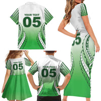 Custom Cook Islands Avaiki Rugby Family Matching Short Sleeve Bodycon Dress and Hawaiian Shirt Go Champions - Polynesian Pride