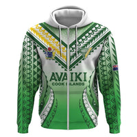 Custom Cook Islands Avaiki Rugby Hoodie Go Champions LT05 Zip Hoodie Green - Polynesian Pride