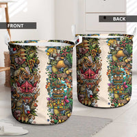 Hawaii And Japan Laundry Basket Tiki With Oni Mask - Polynesian Pride