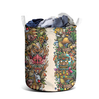 Hawaii And Japan Laundry Basket Tiki With Oni Mask - Polynesian Pride